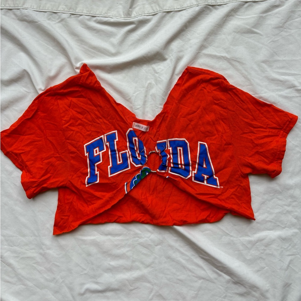 Orange & blue vintage university of Florida Gators o ring short sleeve crop top